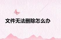 文件无法删除怎么办