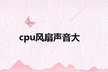 cpu风扇声音大