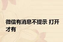 微信有消息不提示 打开才有